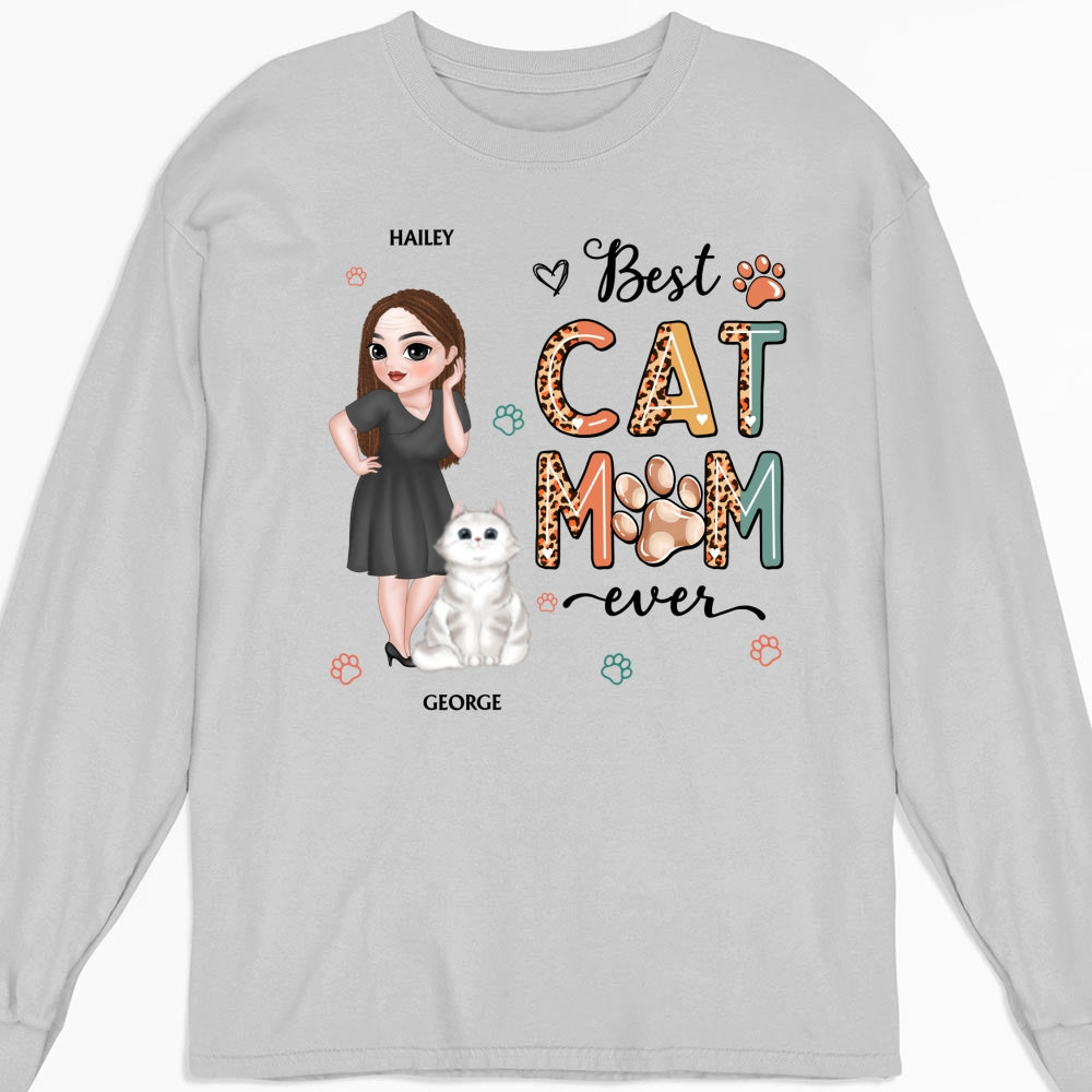 Best Cat Mom Forever - Customizable Personalized Long Sleeve T - shirt
