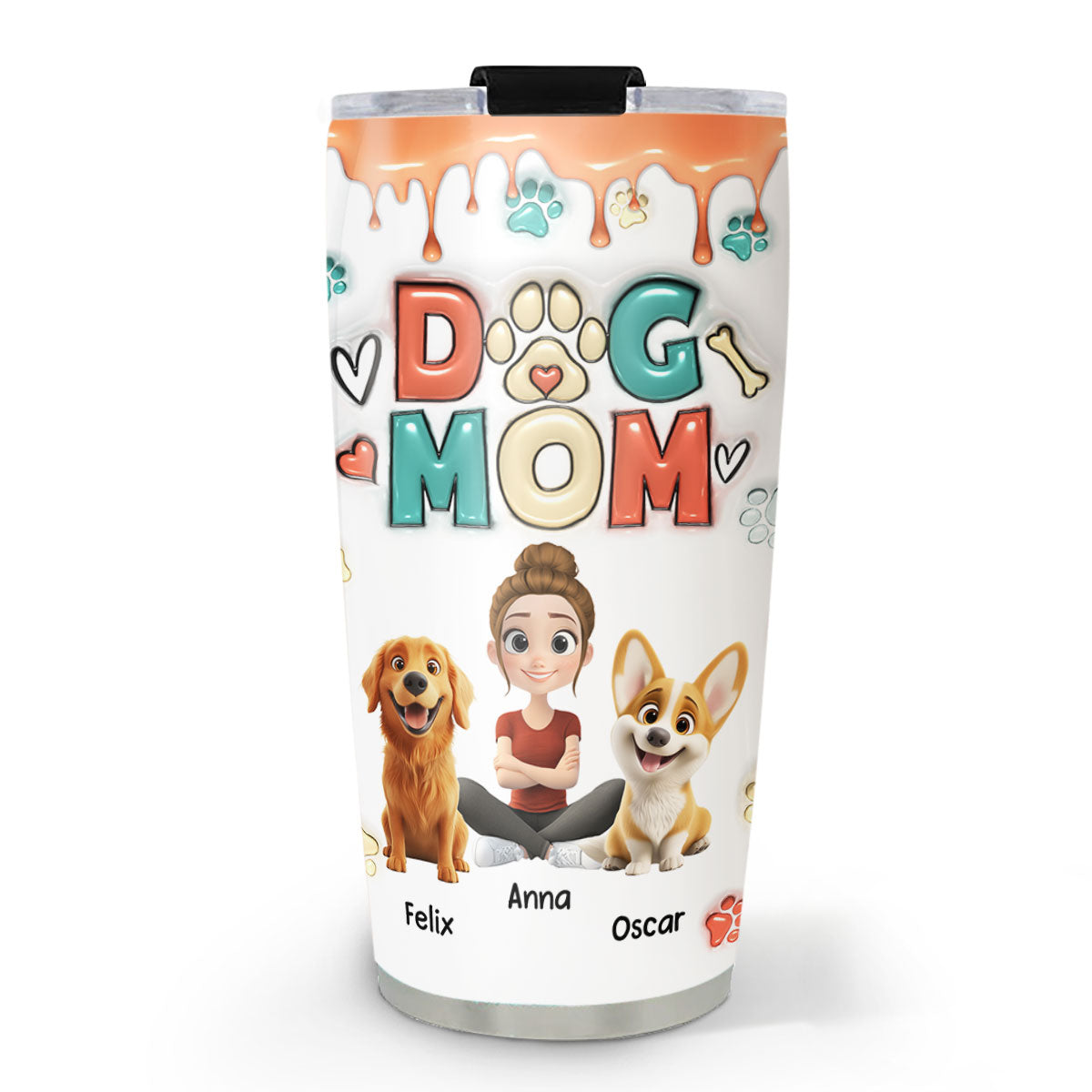Personalized 3D Inflated Effect Tumbler - Perfect Gift for Dog Moms