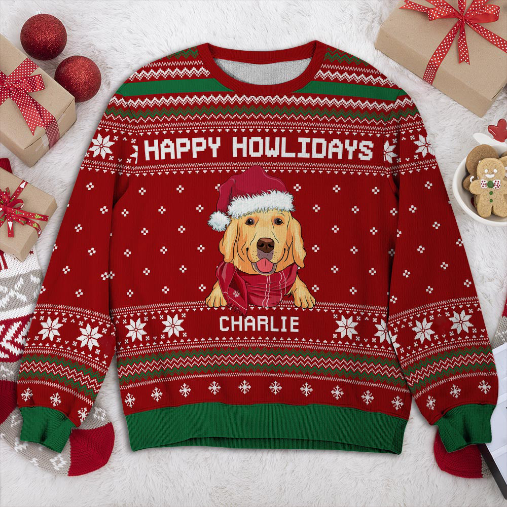 Happy Howlidays 2 - Personalized Custom All-Over Print Pet Lover's Sweatshirt