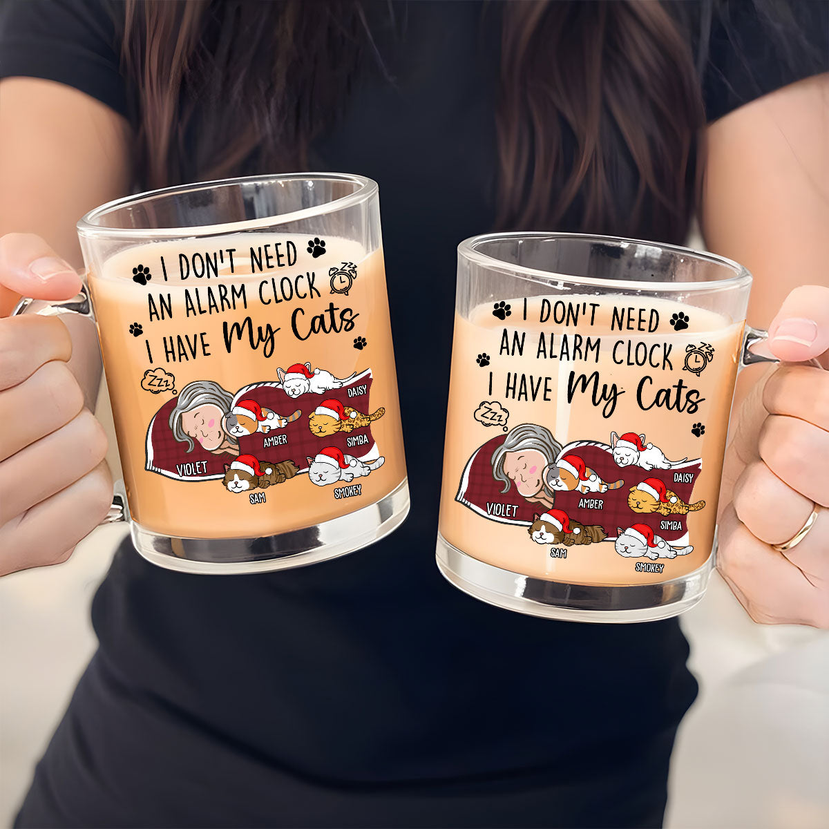 Personalized My Cat Alarm Clock Glass Mug - Unique Customizable Gift