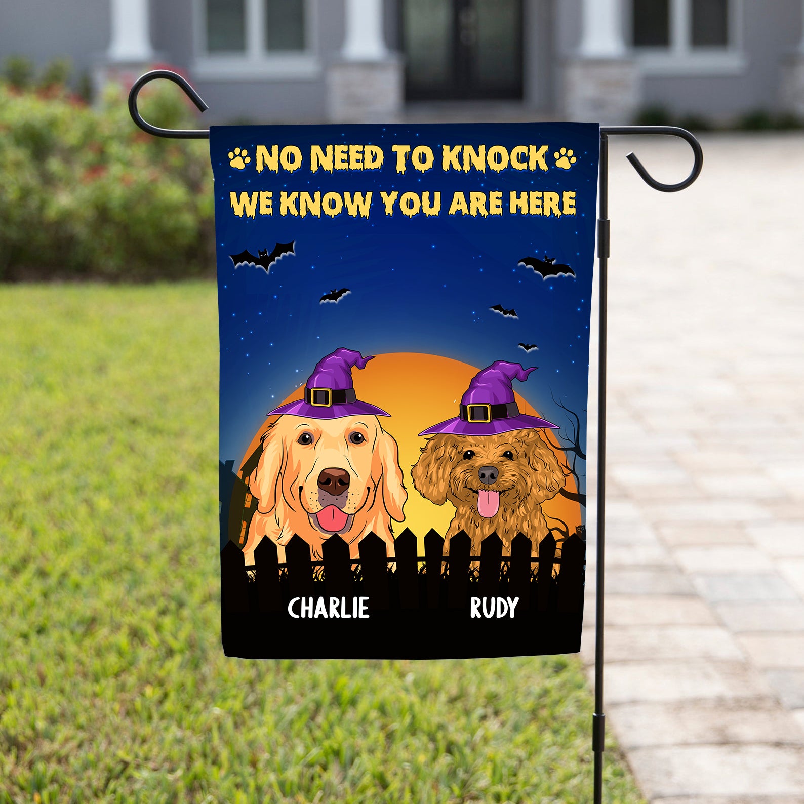 Customizable Dog Witch Personalized Garden Flag for Pet Lovers
