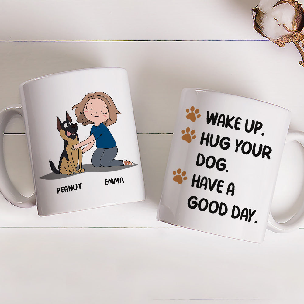 Personalized Wake Up Hug Dog Custom Coffee Mug - Ideal Gift for Pet Lovers
