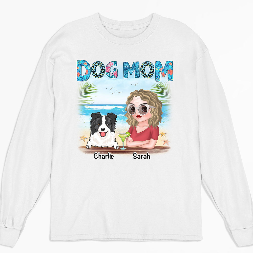 Personalized Custom Dog Mom Summer Long Sleeve T - shirt