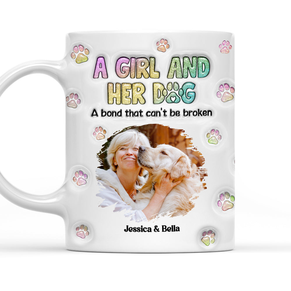 Personalized 3D Inflated Effect Mug with A Girl And Her Dog Photo