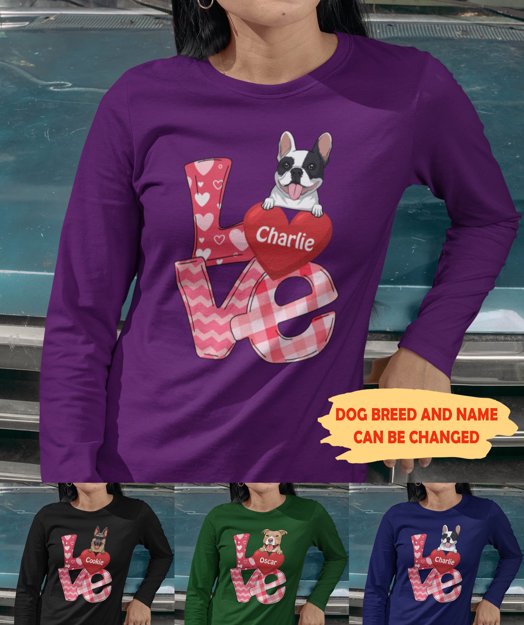 Valentine's Day Personalized Unisex Long Sleeve Pet Lover T-shirt