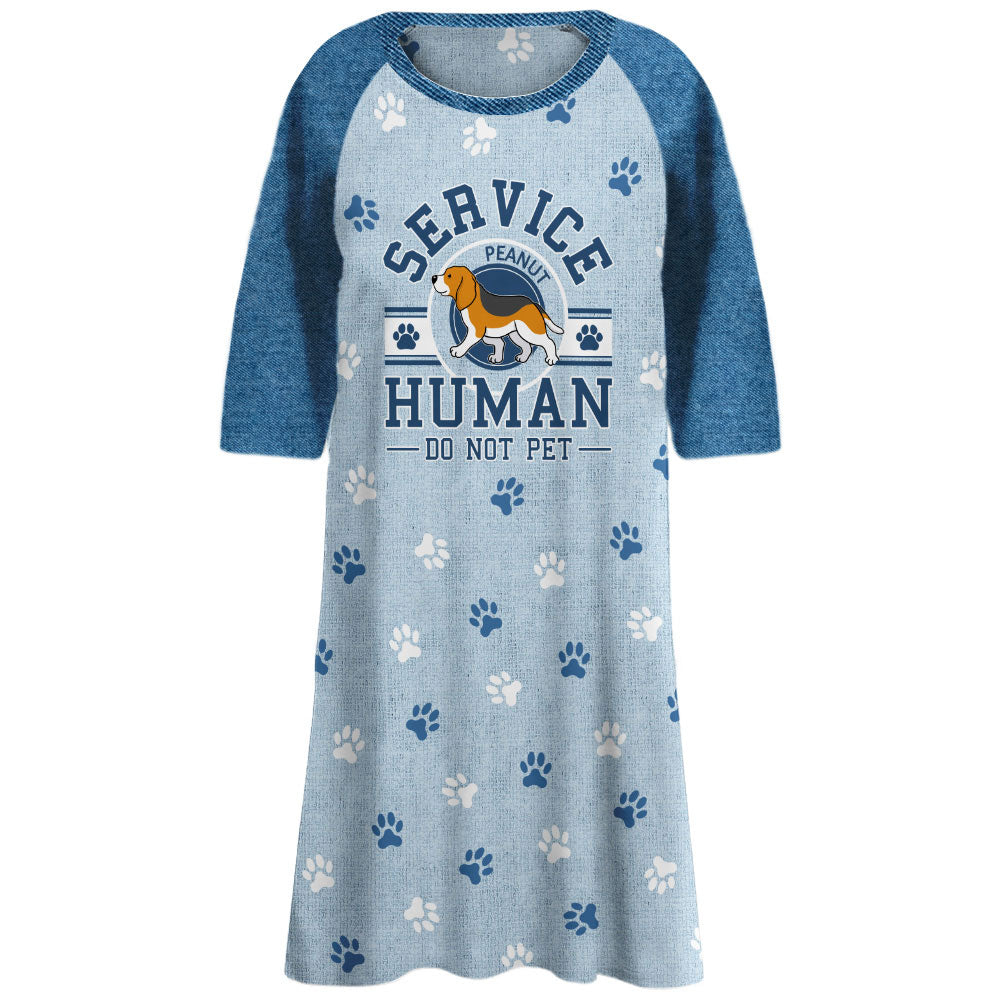 Personalized Custom 3/4 Sleeve Dog Mom Dress - Service Human Pattern