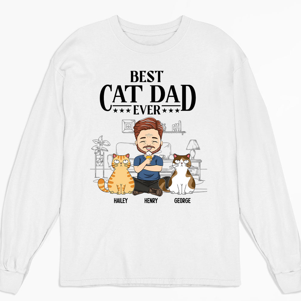 Top-Rated Personalized Custom Long Sleeve T-shirt for the Best Cat Dads