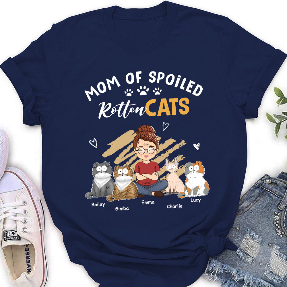 Spoiled Cats Funny - Customizable Personalized Women's T-shirt for Pet Lovers
