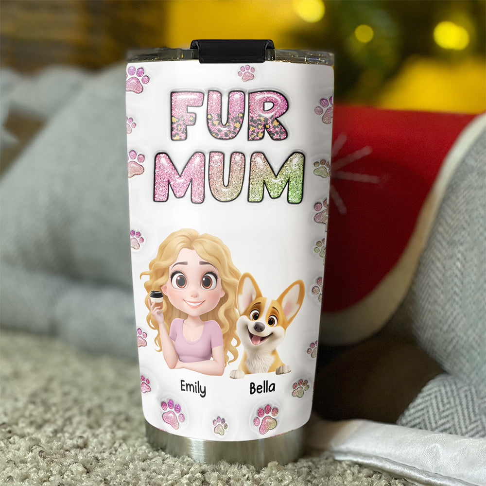 Fur Mom Chibi Version 2 Personalized 3D Inflated Effect Custom Tumbler - Ideal for All Occasions