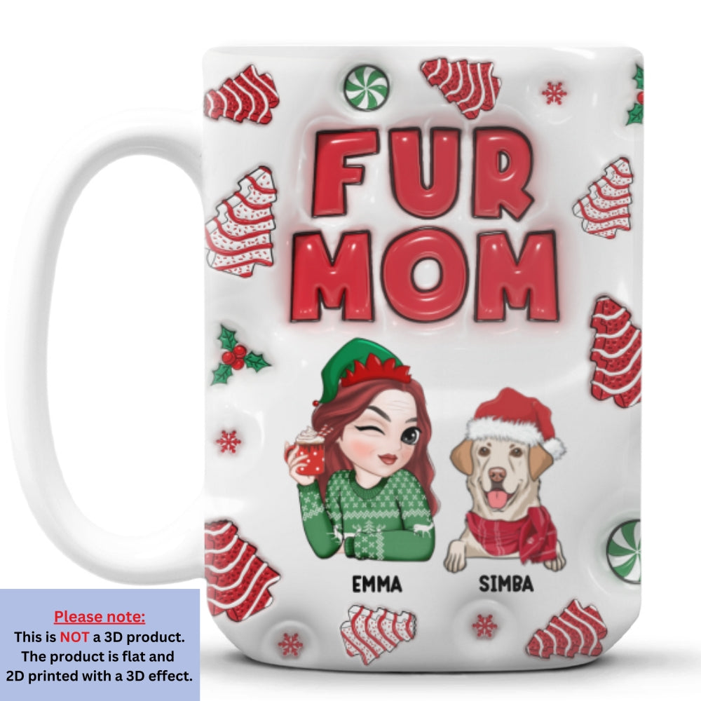 Personalized 3D Inflated Effect Fur Mom Tree Cake Mug