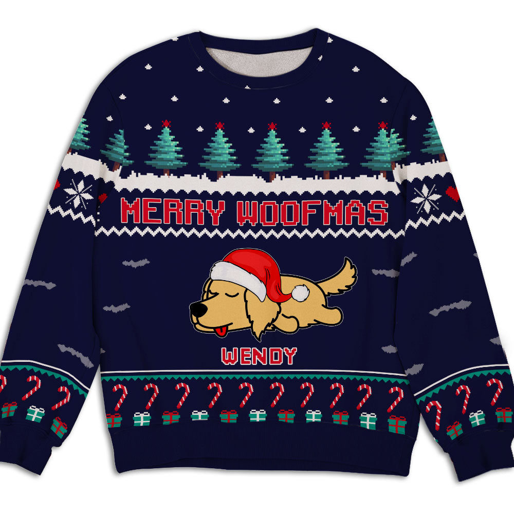 Personalized Christmas Pine Tree All-Over-Print Sweatshirt - Ideal Gift for Pet Lovers