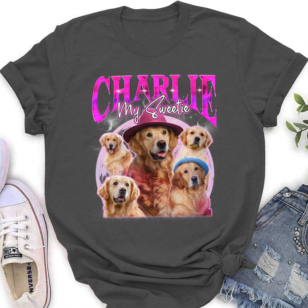 Customizable Pet Face Vintage 9 Personalized Women's T - shirt: Ideal Gift for Pet Lovers