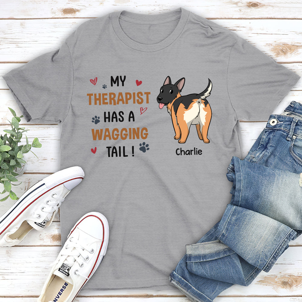 Personalized Unisex 'My Therapist Has A Wagging Tail' T-shirt - Ideal Gift for Pet Lovers
