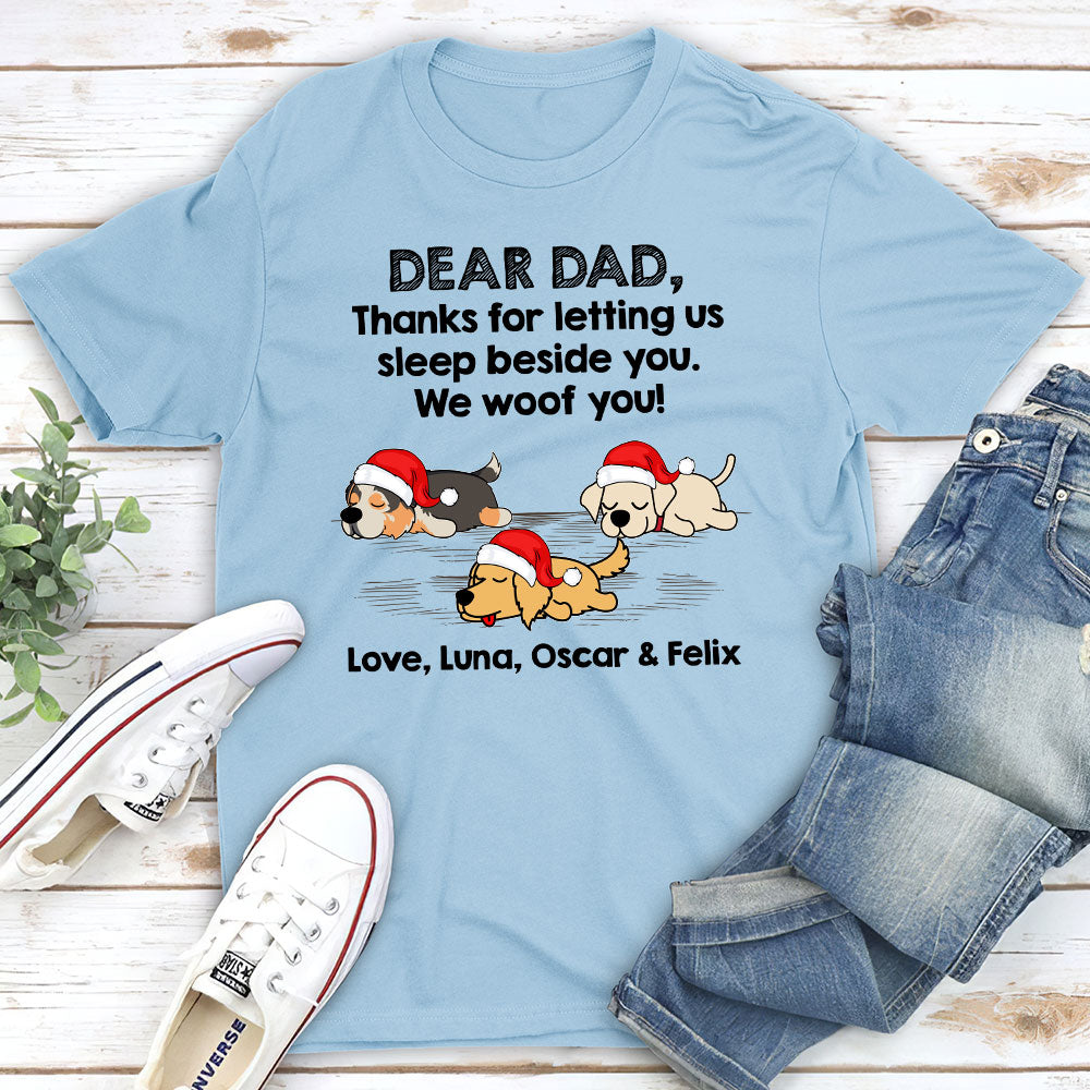 Personalized Unisex Sleep Beside Dog T-shirt - Ideal Gift for Pet Lovers