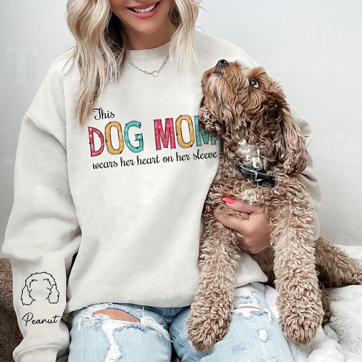 Personalized Dog Mom and Dad Hearts-on-Sleeve Custom Sweatshirt