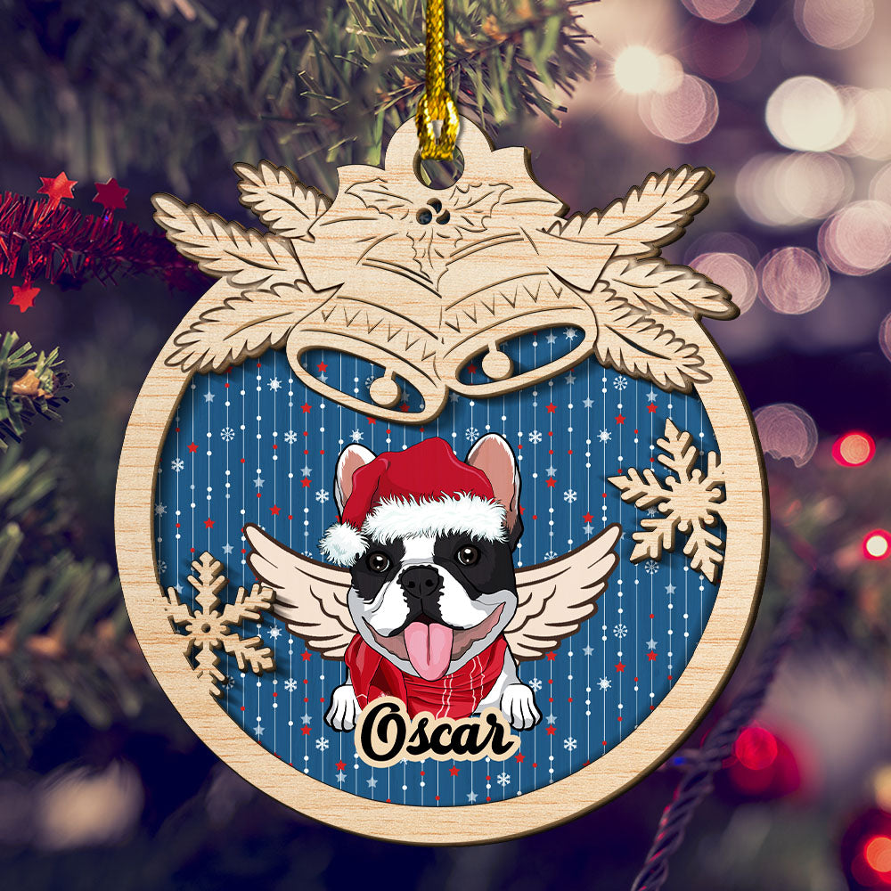 Personalized Custom 2 - Layered Jingle Bells Pet Wood Christmas Ornament
