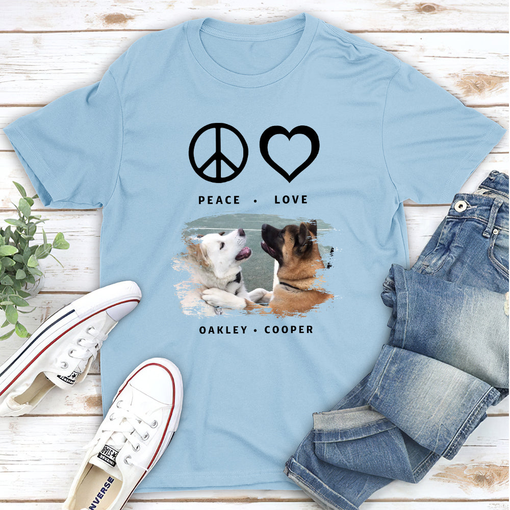 Peace Love Dog Pattern - Personalized Custom Unisex T-shirt for Pet Enthusiasts