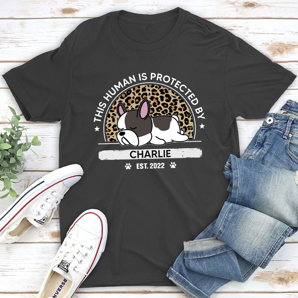Personalized Custom 'Protected By My Dog' Premium T - shirt for Pet Lovers