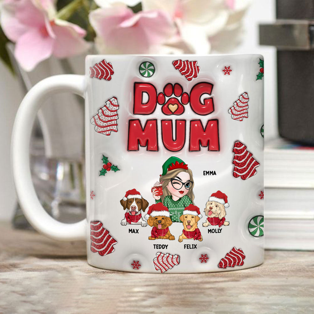 Personalized 3D Inflated Effect Christmas Mug for Dog Moms