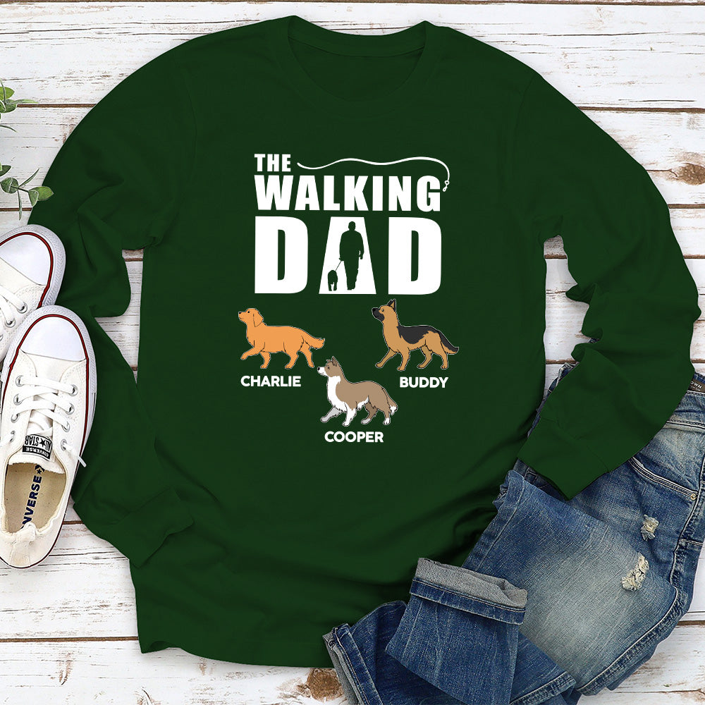 Personalized Custom Long Sleeve T-shirt: Walking The Dog - Ideal Gift for Pet Lovers