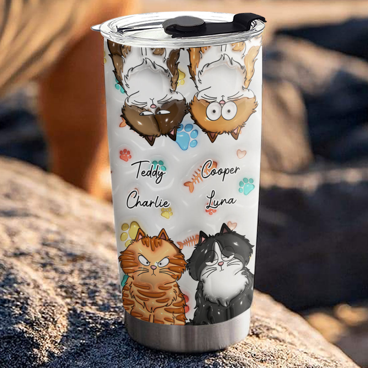 Personalized 3D Inflated Effect Tumbler - Ideal for Cat Lovers