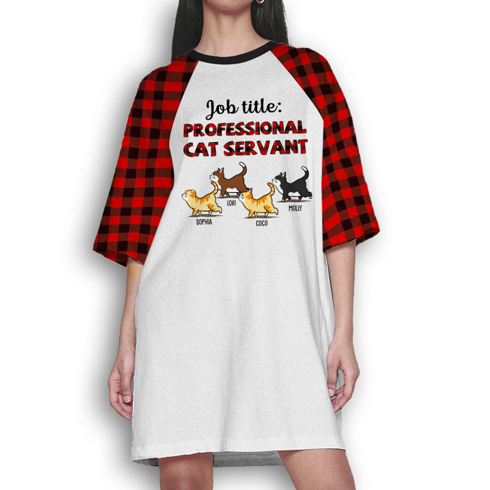 Personalized Custom 3/4 Sleeve Navy Flower Professional Cat Servant Dress