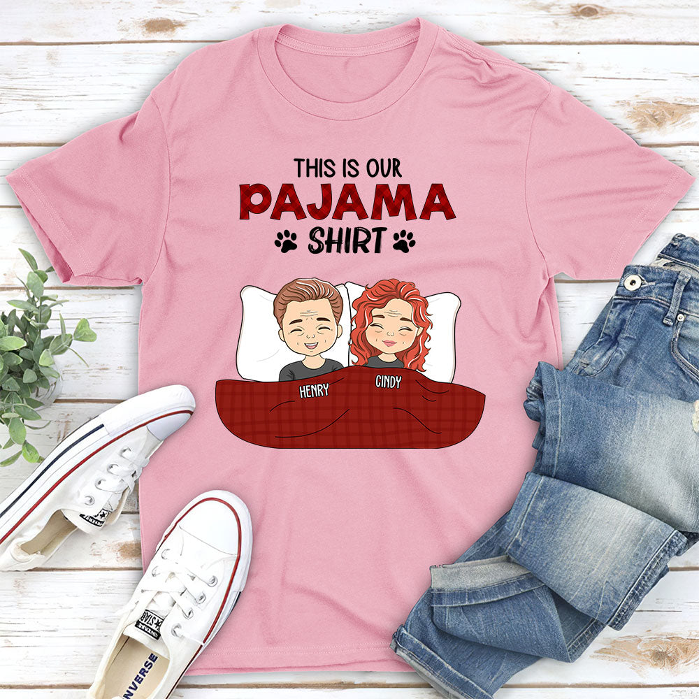 Personalized Custom Unisex Couple Pajama Shirt Version T-shirt - Ideal for Pet Lovers
