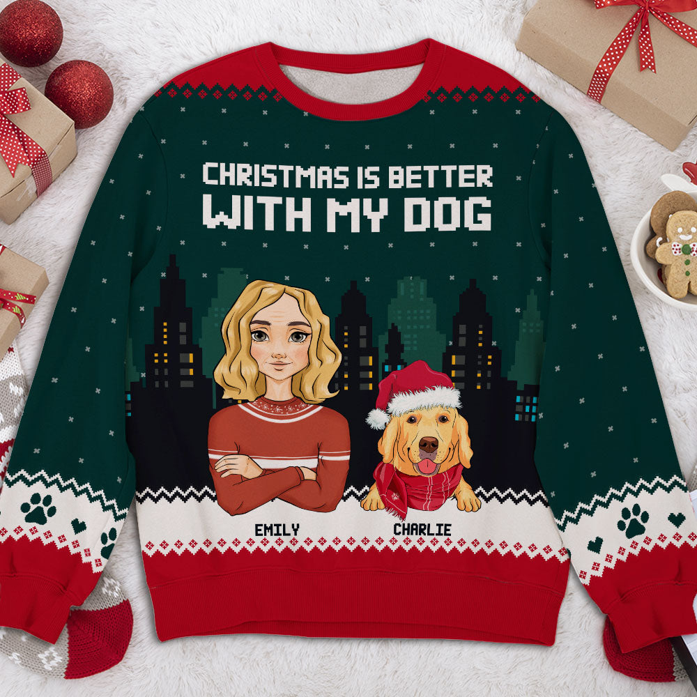 Personalized Christmas Dog All-Over-Print Sweatshirt: Ideal Gift for Pet Lovers