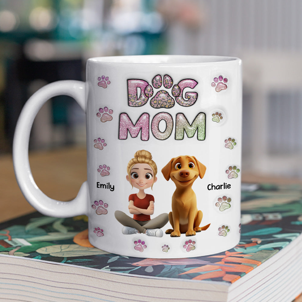 Personalized 3D Inflated Effect Chibi Dog Mom Mug