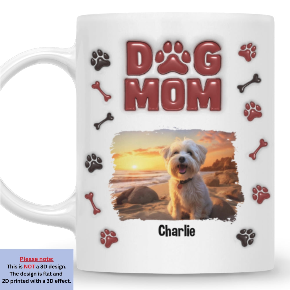 Personalized 3D Inflated Effect Lovely Dog Mama Photo Mug