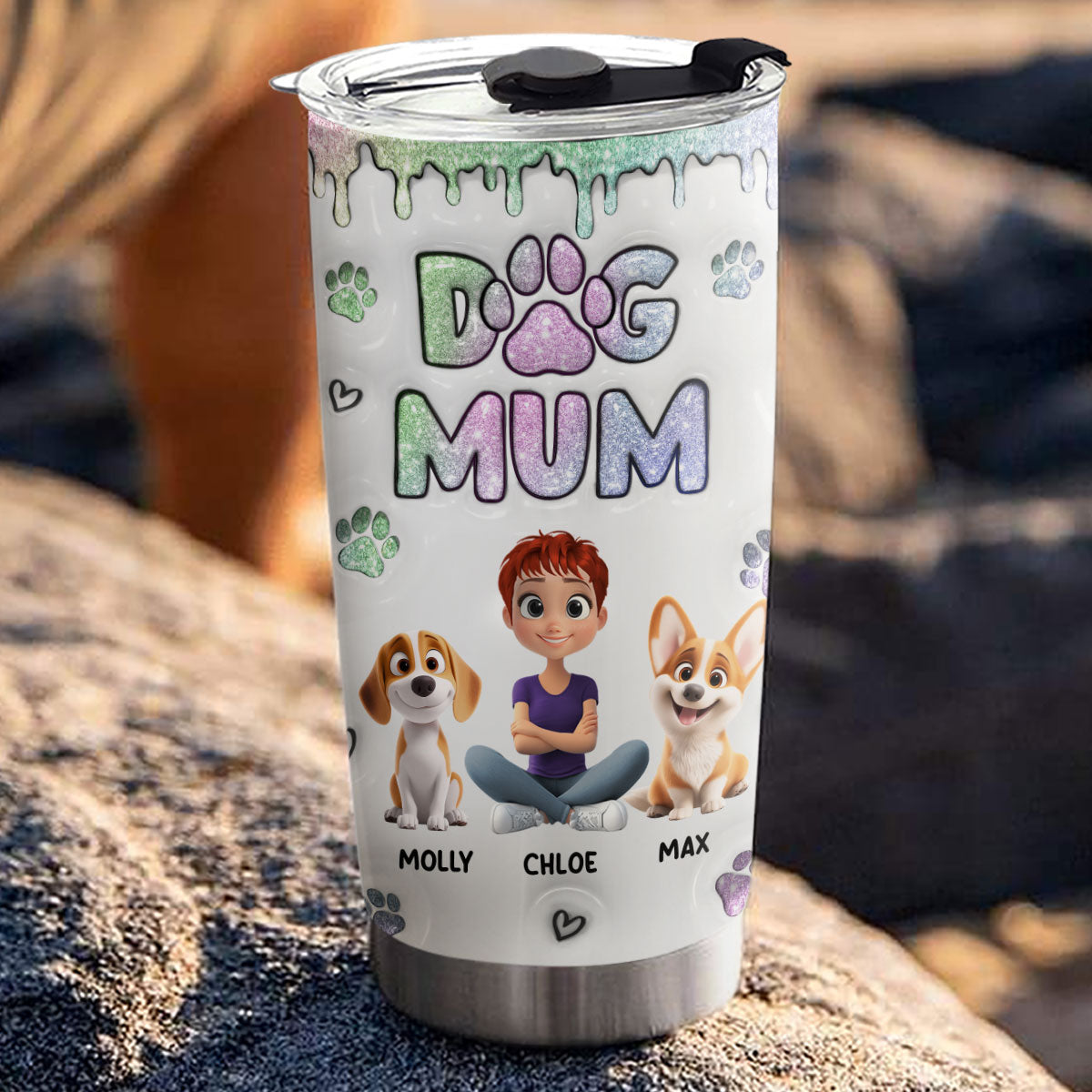 Customizable 3D Inflated Effect Tumbler - Perfect Gift for Dog Moms