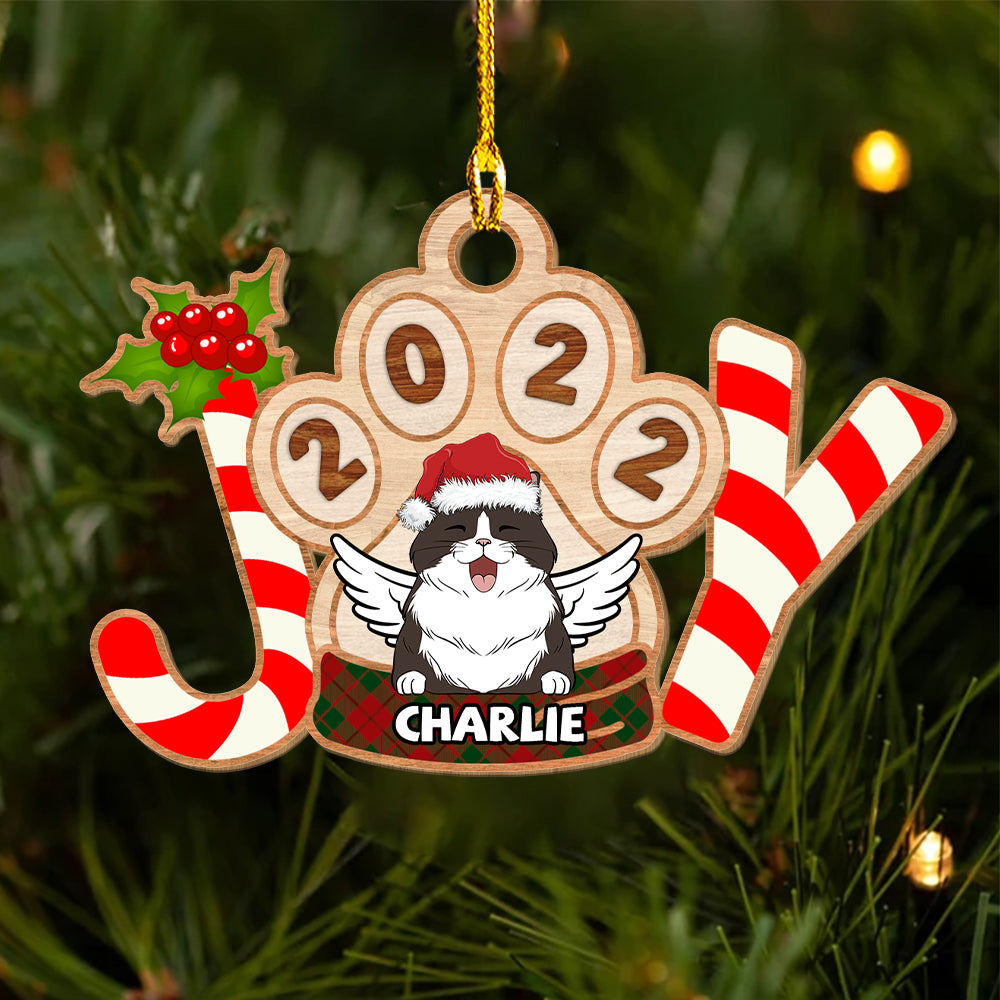 Joyful Pet - Customizable Single - Layered Wood Christmas Ornament for Pet Lovers