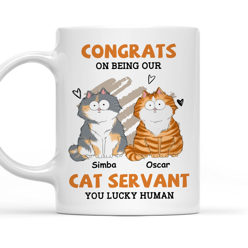 Customizable Congrats Cat Servant Personalized Coffee Mug - Ideal Gift for Pet Lovers