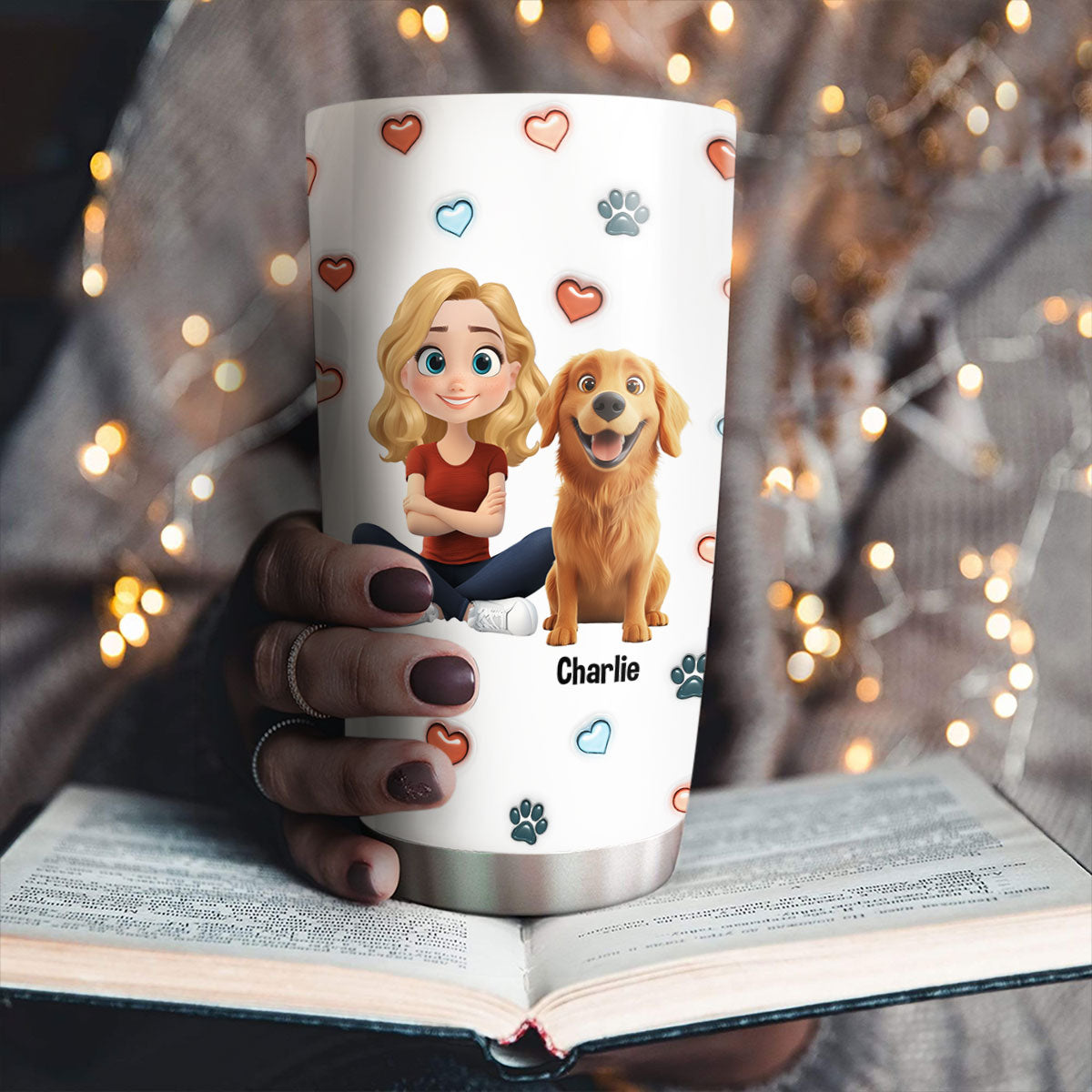 Personalized 3D Inflated Effect Tumbler - Ideal for Pet Parents Turning Human Parents