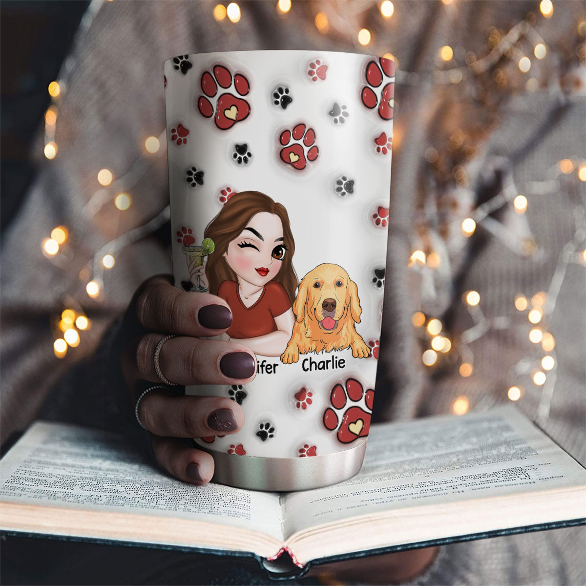 Love Dog Family - Customizable 3D Inflated Effect Stainless Steel Tumbler