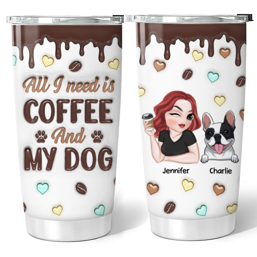 Personalized 3D Inflated Coffee and Dog Tumbler - Customizable Drinkware