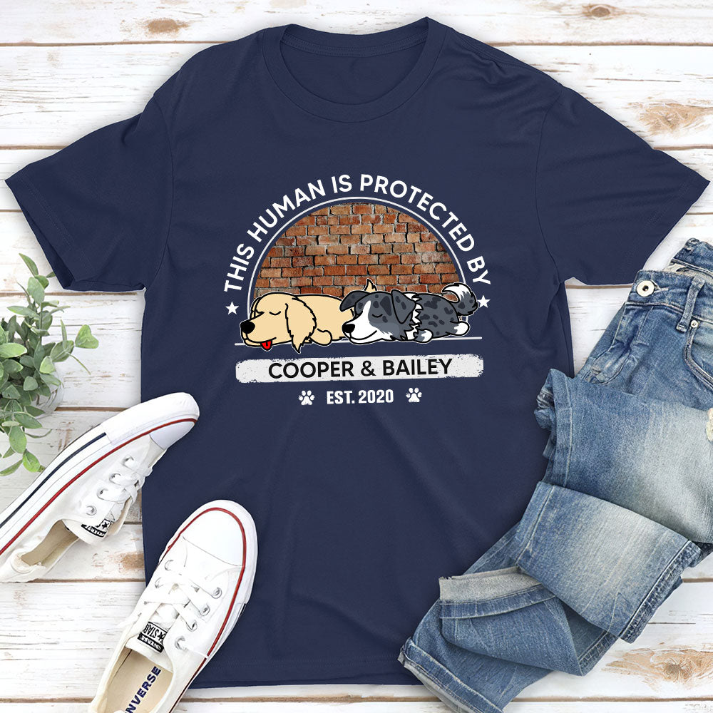 Personalized Custom 'Protected By My Dog' Premium T - shirt for Pet Lovers
