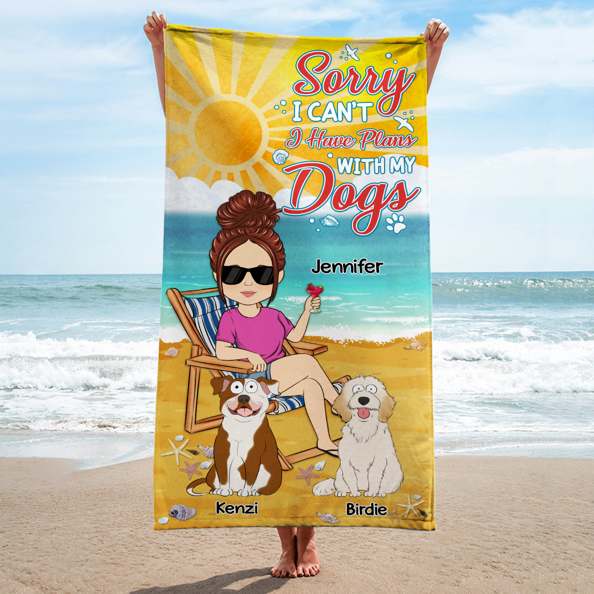 Sorry I Can't - Personalized Luxury Custom Beach Towel for Summer
