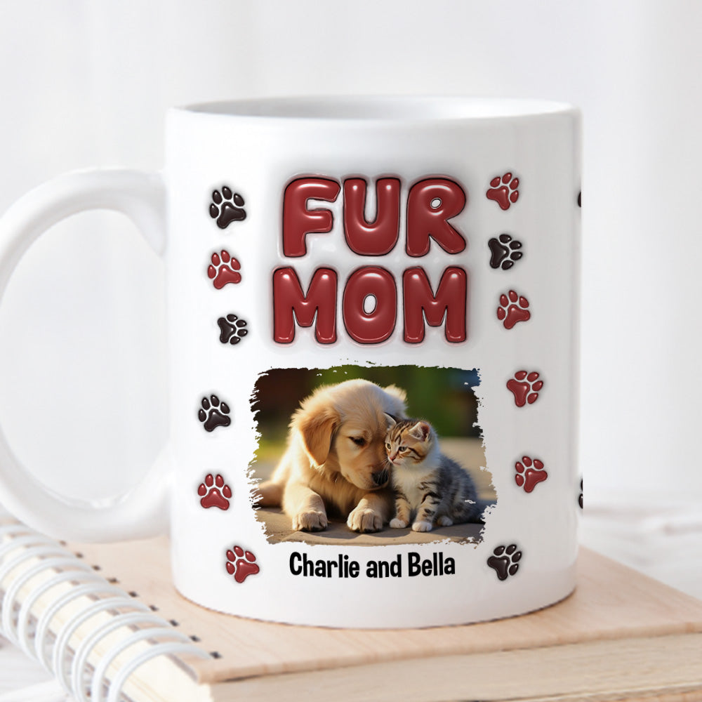 Personalized 3D Inflated Effect Lovely Fur Mama Photo Mug
