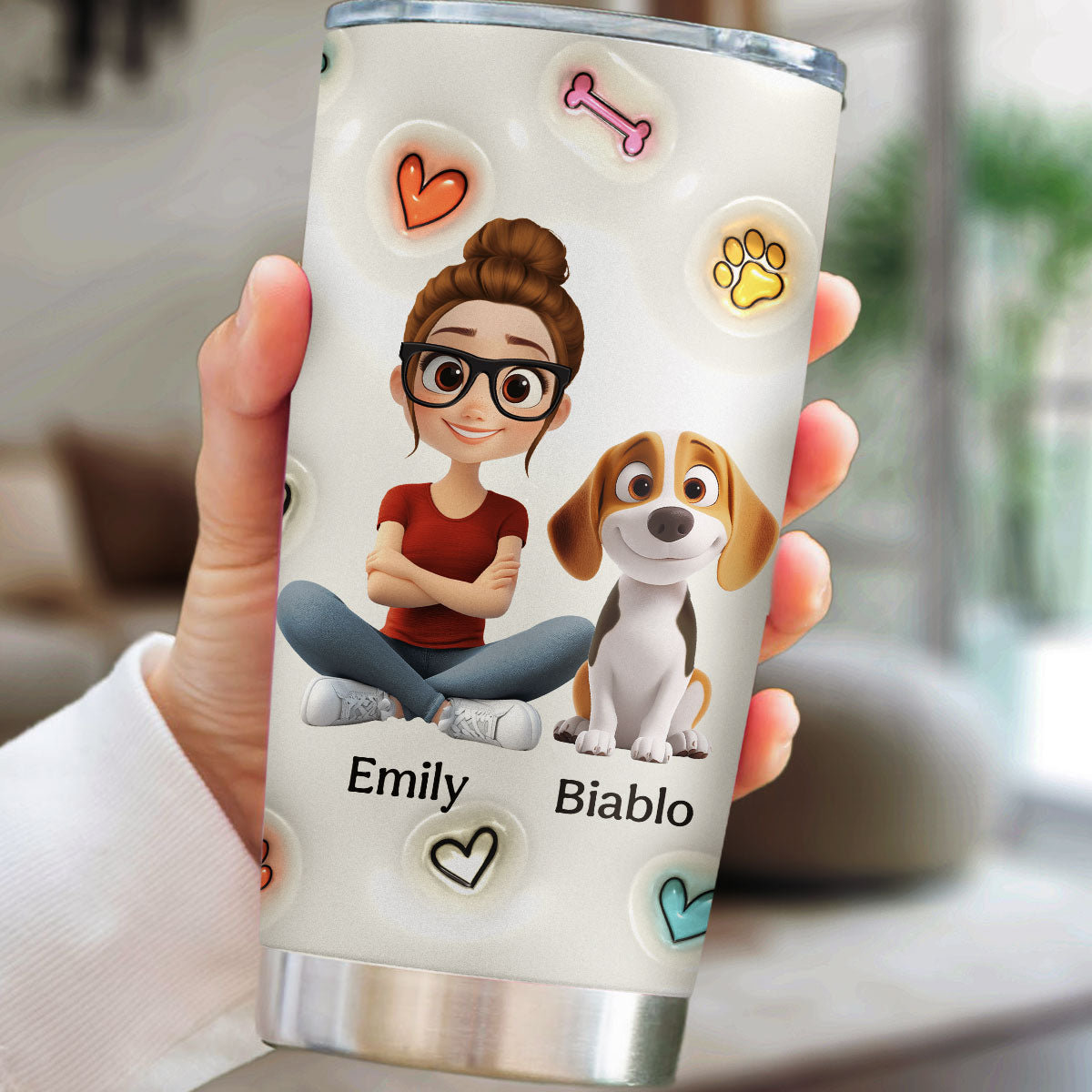 Best Dog Mama Ever - Customizable 3D Inflated Effect Stainless Steel Tumbler