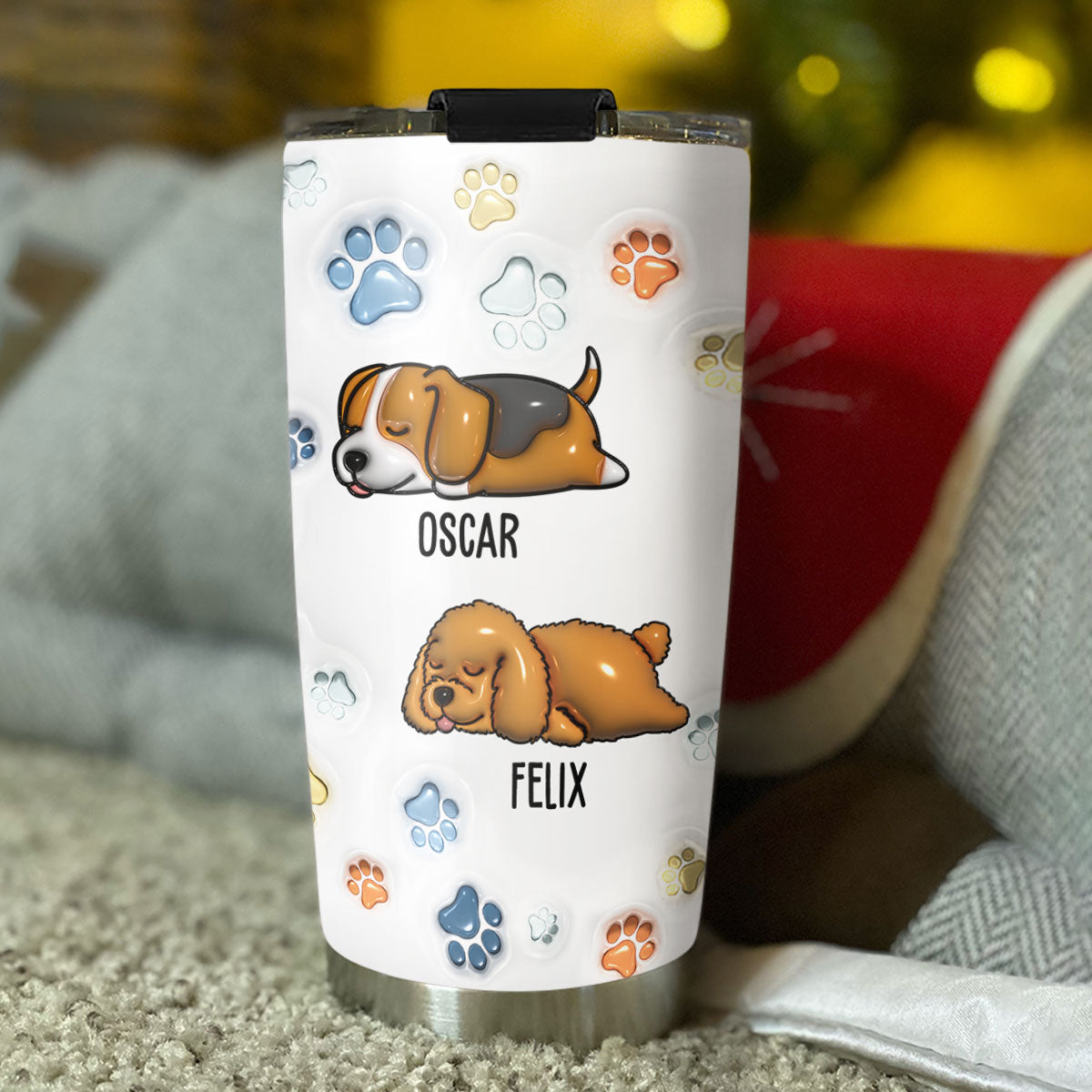 World's Best Dog Dad - Personalized 3D Inflated Effect Stainless Steel Tumbler