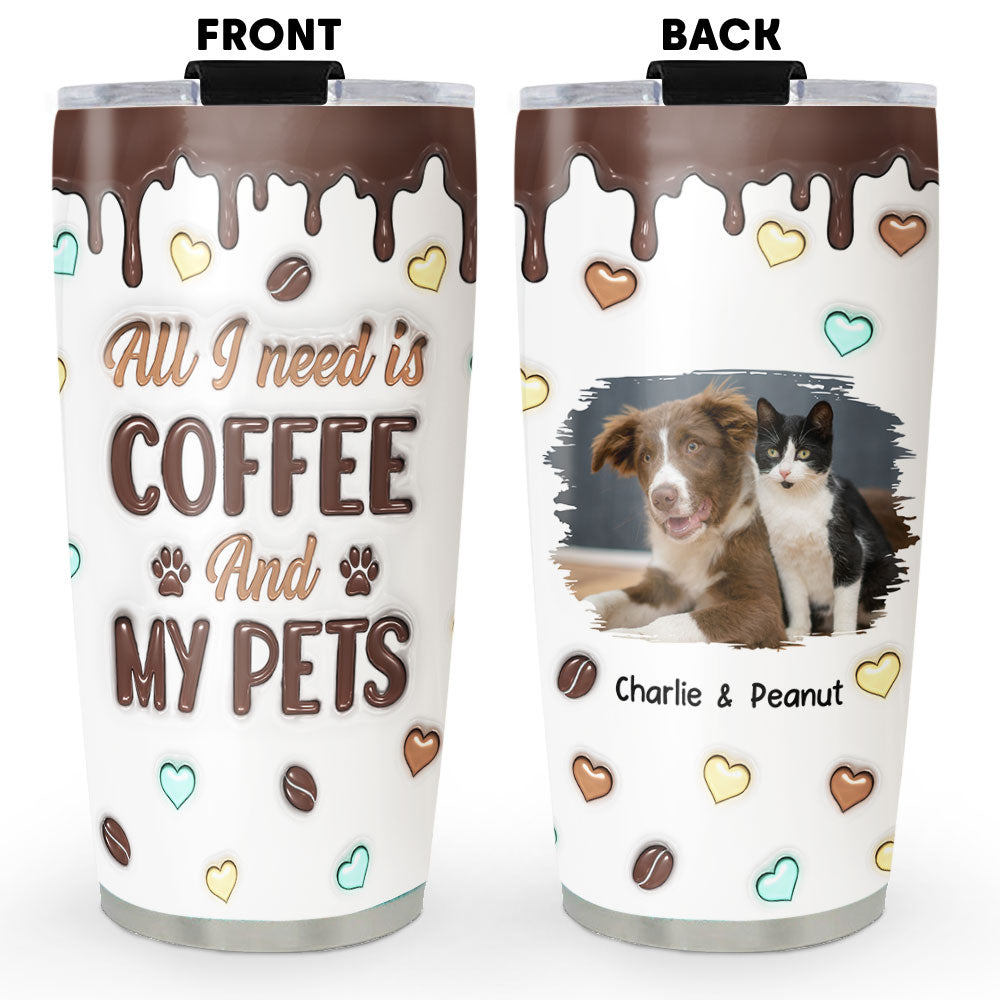 Personalized Custom 3D Inflated Tumbler with Coffee and Pet Photos