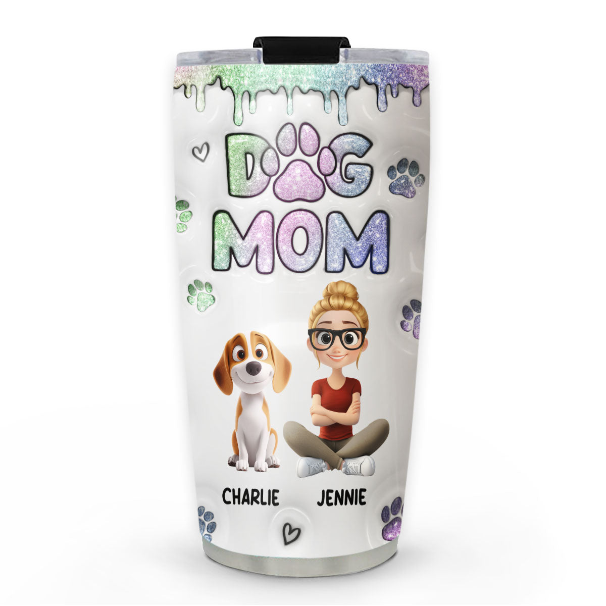 Customizable 3D Inflated Effect Tumbler - Perfect Gift for Dog Moms