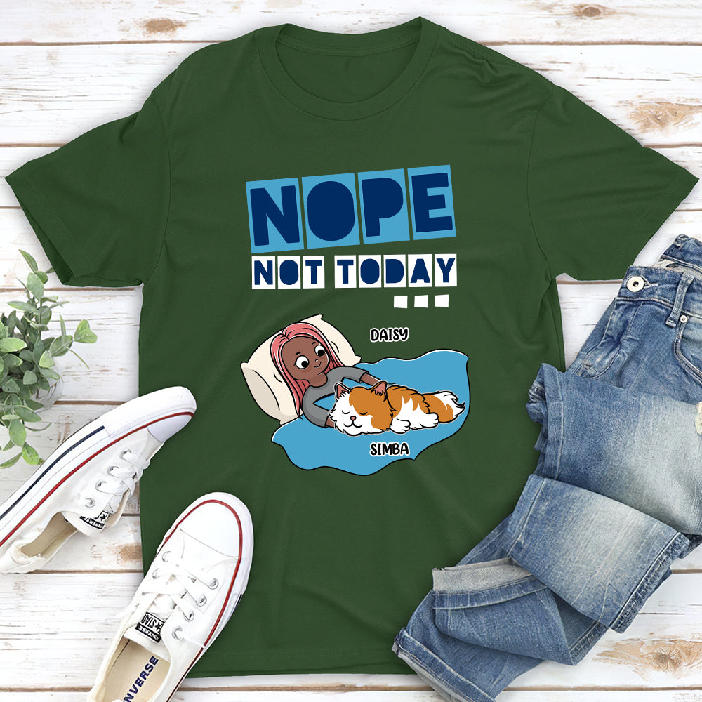 Personalized 'Nope Not Today' Sleeping Cat Unisex T-shirt - Ideal Gift for Pet Lovers