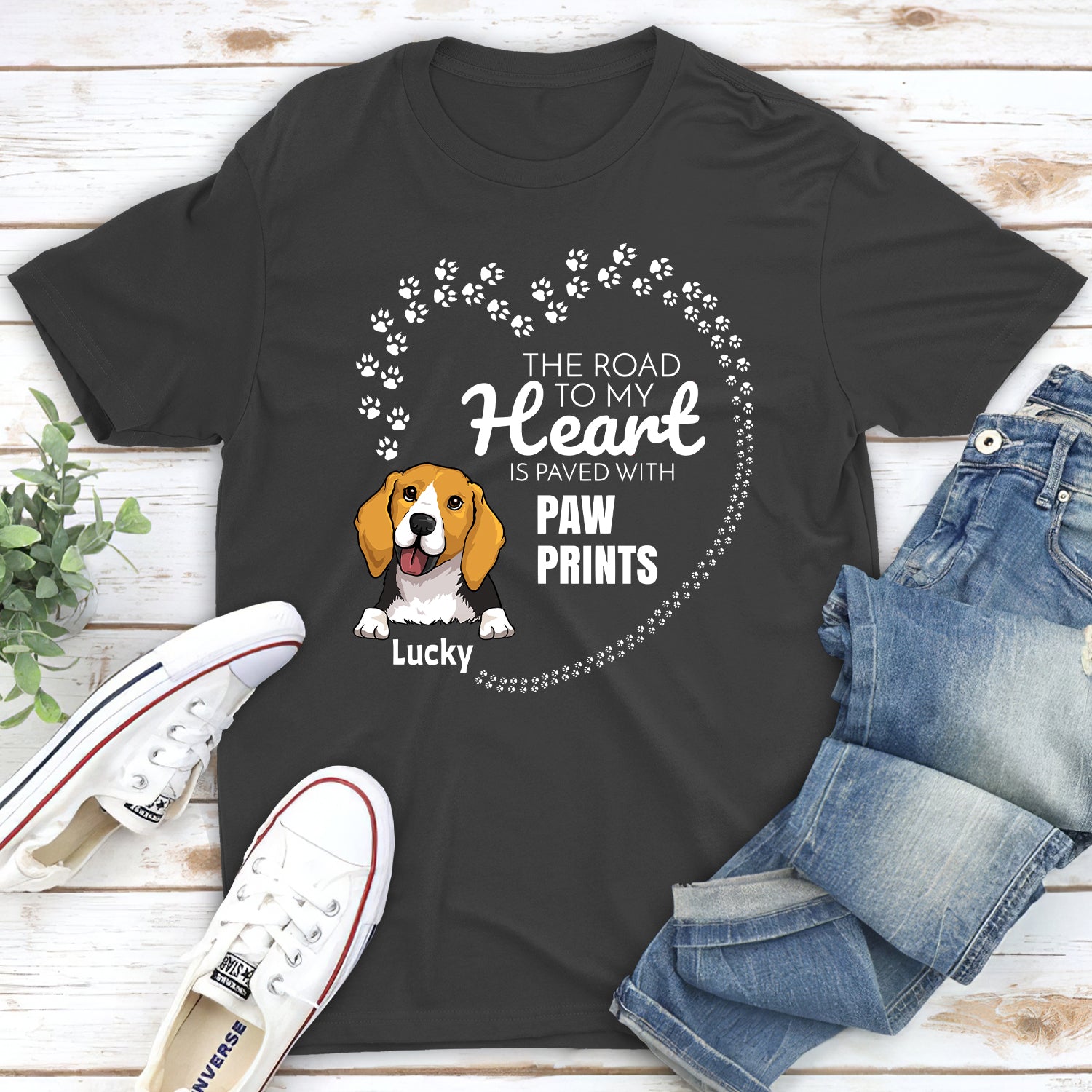 Paved With Pawprints - Customizable Unisex Personalized T-shirt for Pet Lovers