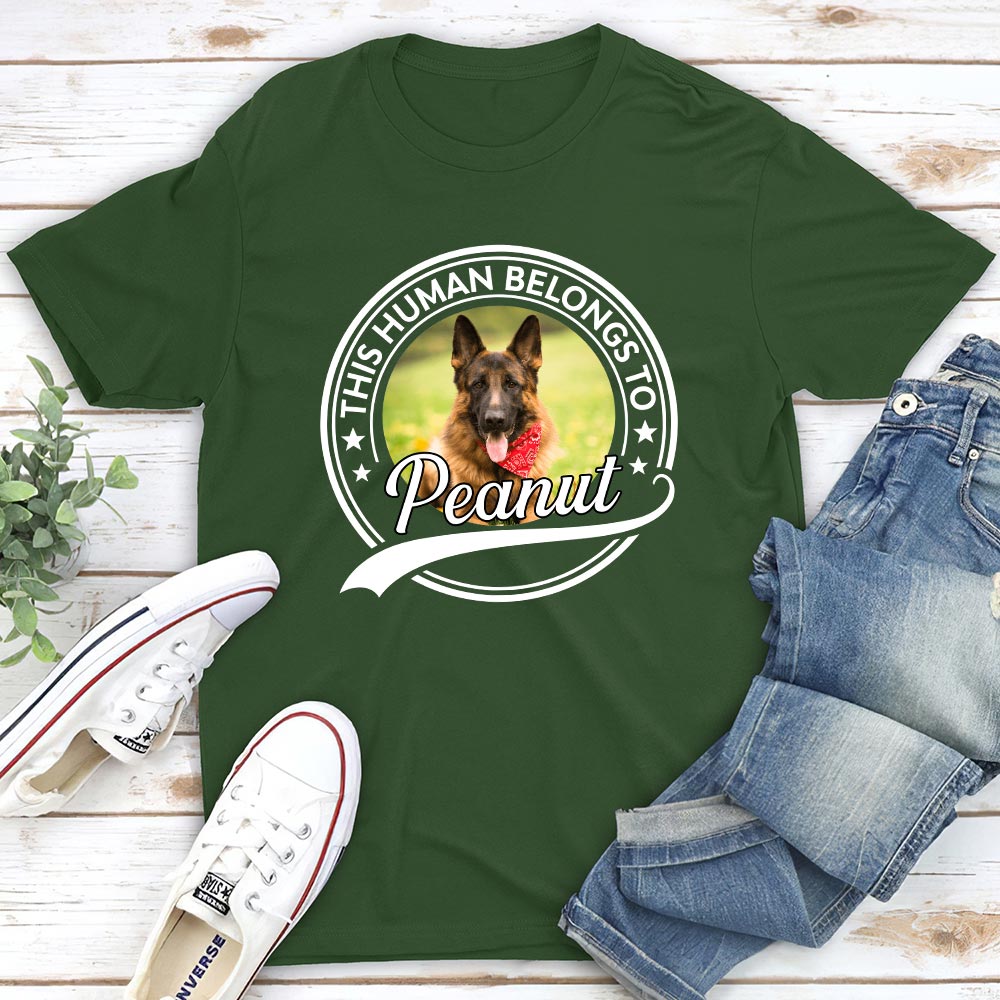 Personalized Custom Unisex 'Human Belongs To' Photo T-shirt - Ideal Gift for Pet Lovers