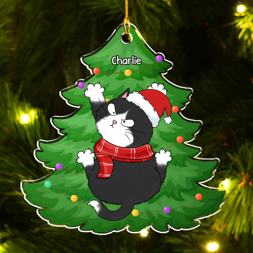Meowy Personalized Custom Acrylic Christmas Scratching Ornament