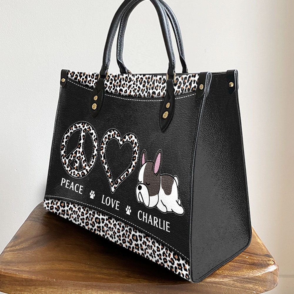 Peace Love Pet - Exclusively Personalized Custom Leather Handbag for Fur Lovers