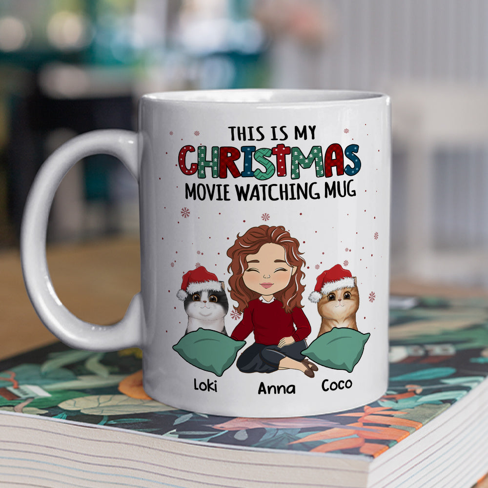 Personalized Cat Movie Watching Custom Coffee Mug - Ideal Gift for Cat Lovers