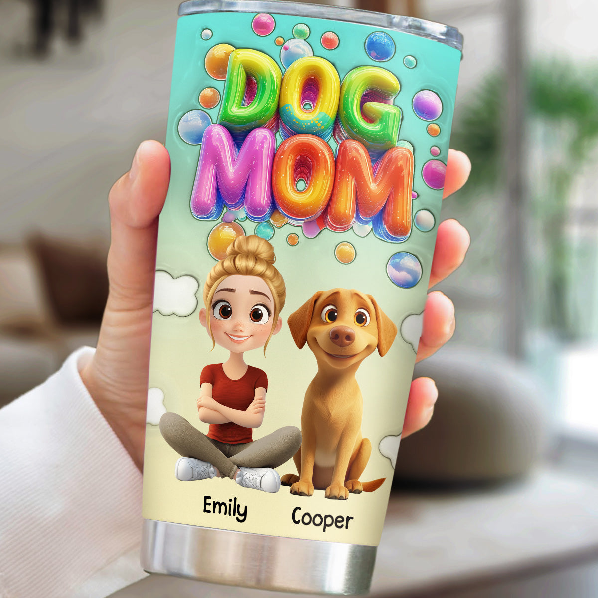 Personalized Puppy Love Moments 3D Inflated Effect Custom Tumbler - Ideal for Every Occasion